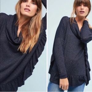 Anthropologie Postmark Orley Ruffle Cowl Neck Top